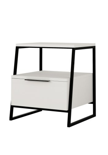 FUNZI LIVING Pal sengebord, m. 1 rum og 1 lge - hvid melamin (45x40)