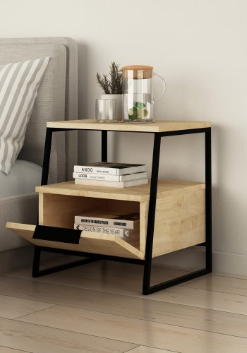 FUNZI LIVING Pal sengebord, m. 1 rum og 1 lge - eg melamin (45x40)