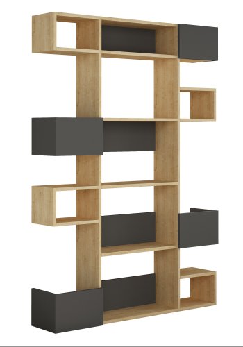 FUNZI LIVING Niho bogreol - eg og antracitgr melamin