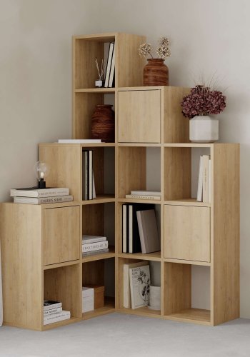 FUNZI LIVING Paleo bogreol, m. 3 lger - Safir eg melamin