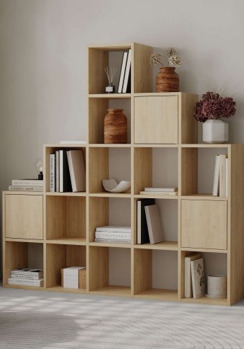 FUNZI LIVING Paleo bogreol, m. 3 lger - Safir eg melamin