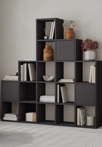 FUNZI LIVING Paleo bogreol, m. 3 lger - sort melamin