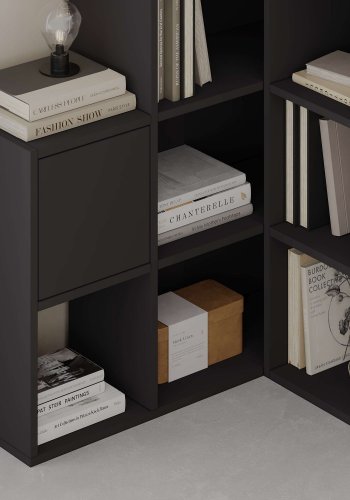 FUNZI LIVING Paleo bogreol, m. 3 lger - sort melamin