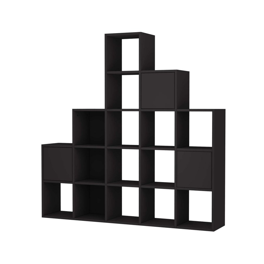 FUNZI LIVING Paleo bogreol, m. 3 lger - sort melamin