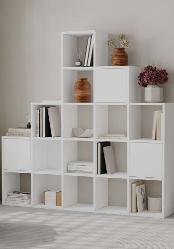 FUNZI LIVING Paleo bogreol, m. 3 lger - hvid melamin