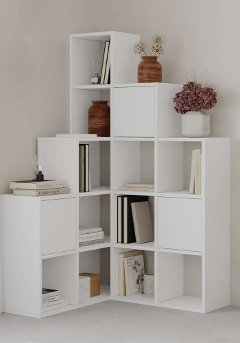 FUNZI LIVING Paleo bogreol, m. 3 lger - hvid melamin