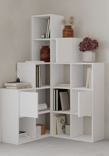 FUNZI LIVING Paleo bogreol, m. 3 lger - hvid melamin