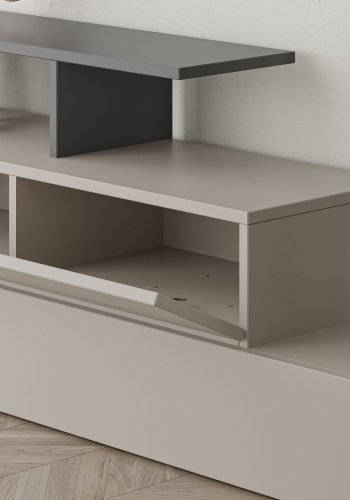 FUNZI LIVING Ramda entréopstilling, m. spejl, 4 kroge, hylder - lys mokka og antracitgr melamin