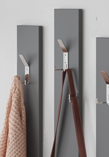 FUNZI LIVING Ramda entréopstilling, m. spejl, 4 kroge, hylder - lys mokka og antracitgr melamin