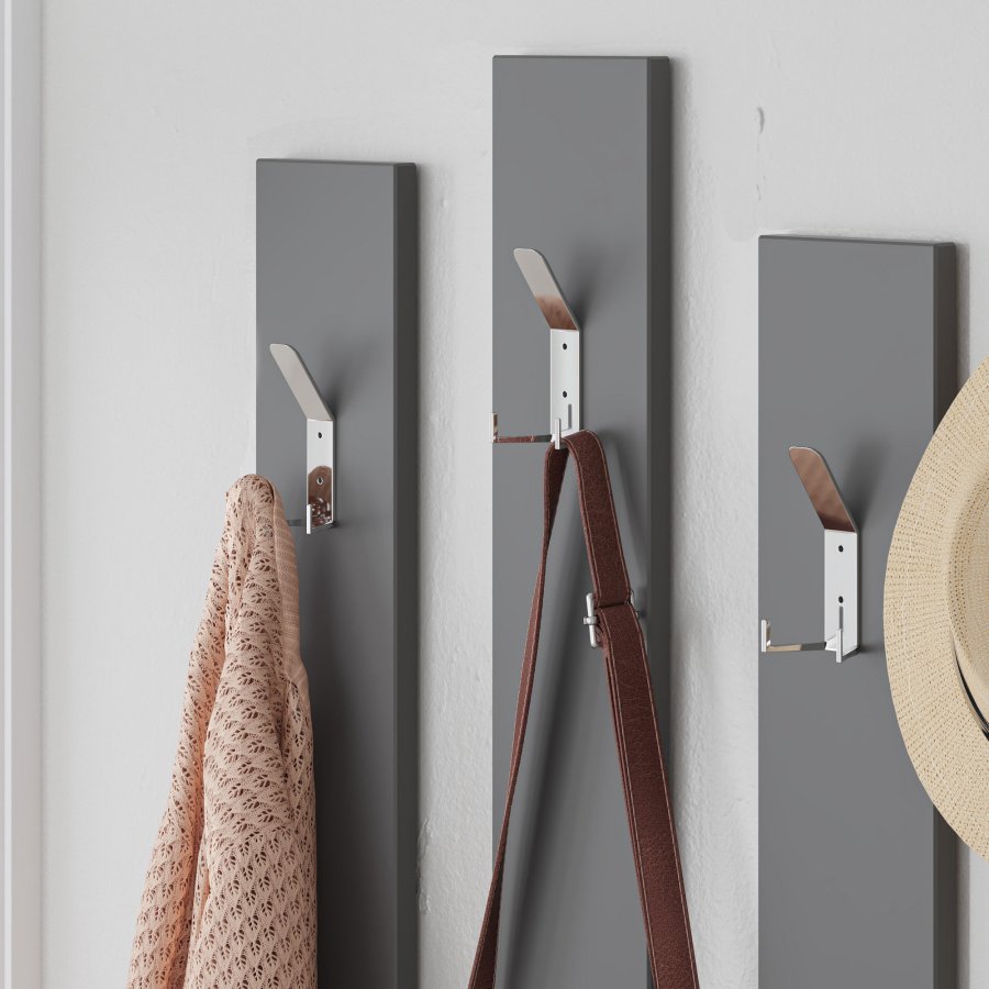 FUNZI LIVING Ramda entréopstilling, m. spejl, 4 kroge, hylder - lys mokka og antracitgr melamin