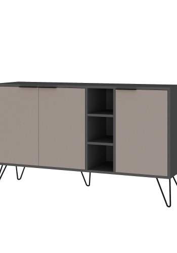 NORDVÄRK Clara konsolbord, m. 3 lger, 4 hylder - antracitgr/lys mokka melamin og metal (142x35,6)