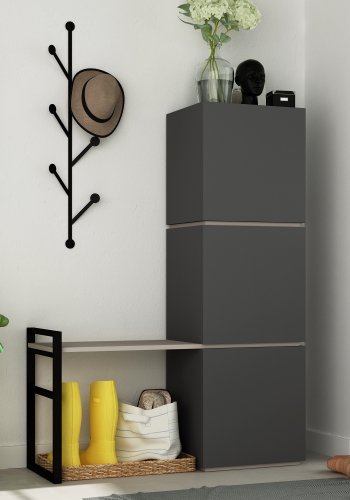 NORDVÄRK Mello skoskab, antracitLysebrun