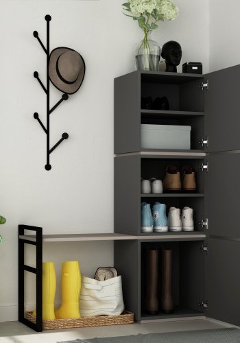 NORDVÄRK Mello skoskab, antracitLysebrun