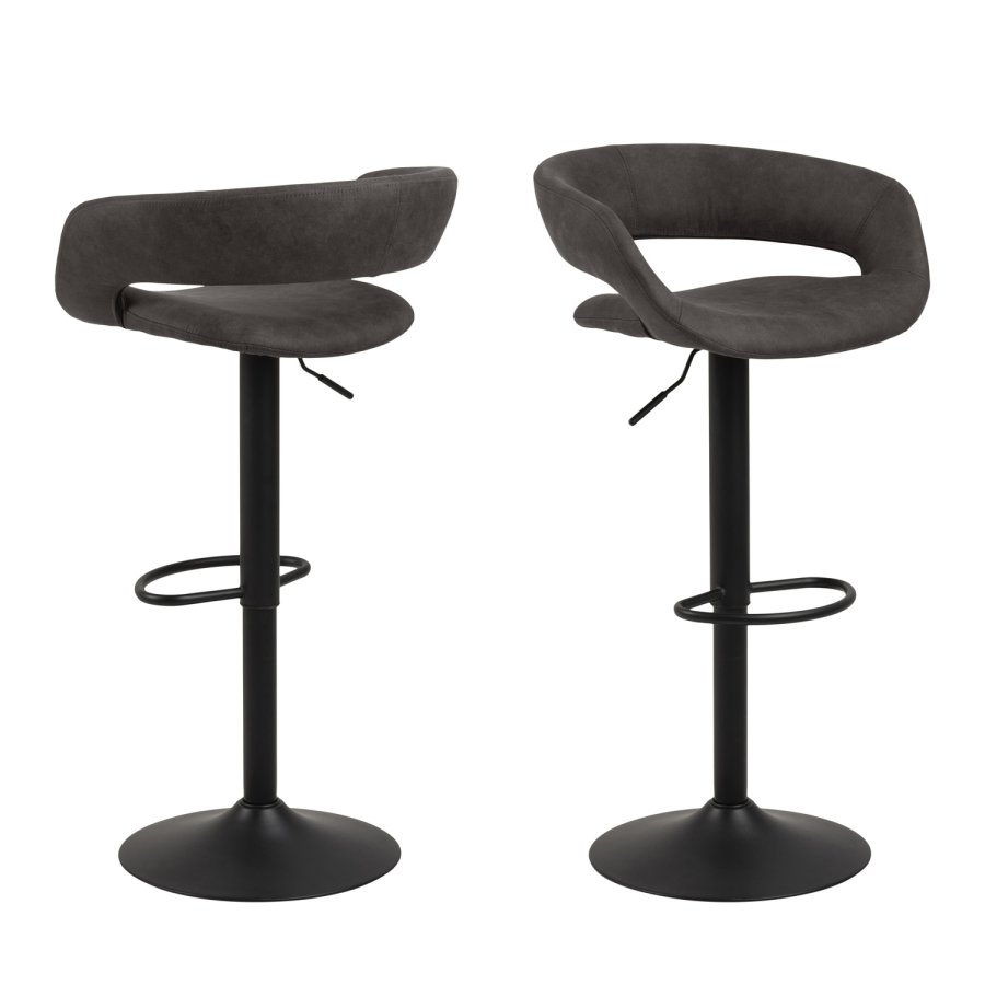 ACT NORDIC Grace barstol - antracitgr/sort stof/metal, m. trompetfod
