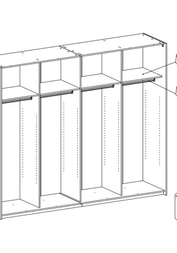 TVILUM Verona garderobeskab - hvid tr, 2 lger, 4 rum