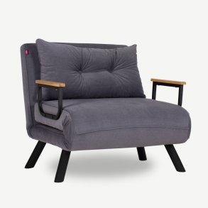 NORDVÄRK Sando Single sovesofa - gr polyester og metal (175x60)