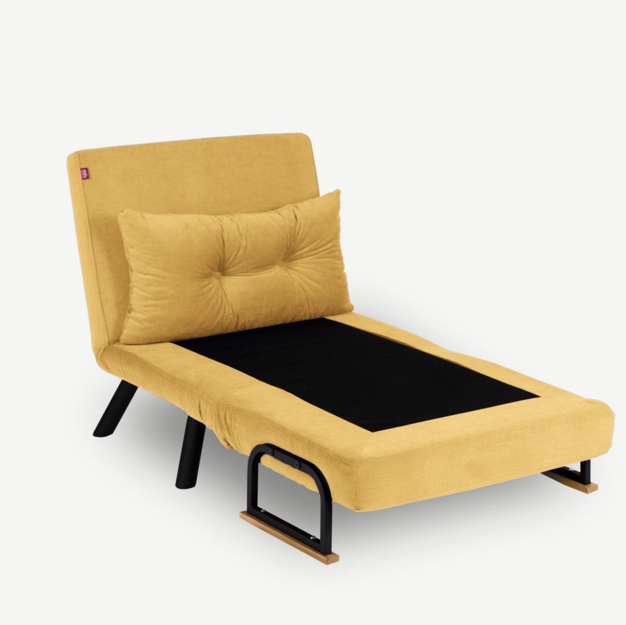 NORDVÄRK Sando Single sovesofa - sennep polyester og metal (175x60)