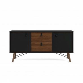 TVILUM Ry sknk, m. 2 lger og 2 skuffer - valnd/sort folie og tr (150,3x40,1)