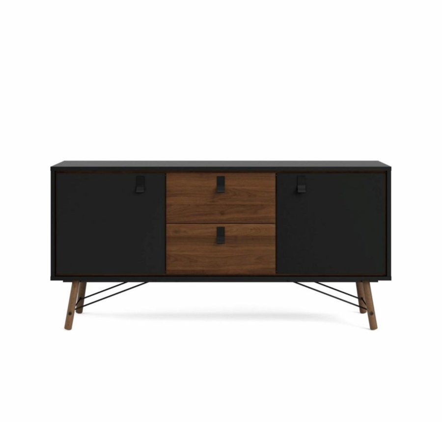 TVILUM Ry sknk, m. 2 lger og 2 skuffer - valnd/sort folie og tr (150,3x40,1)