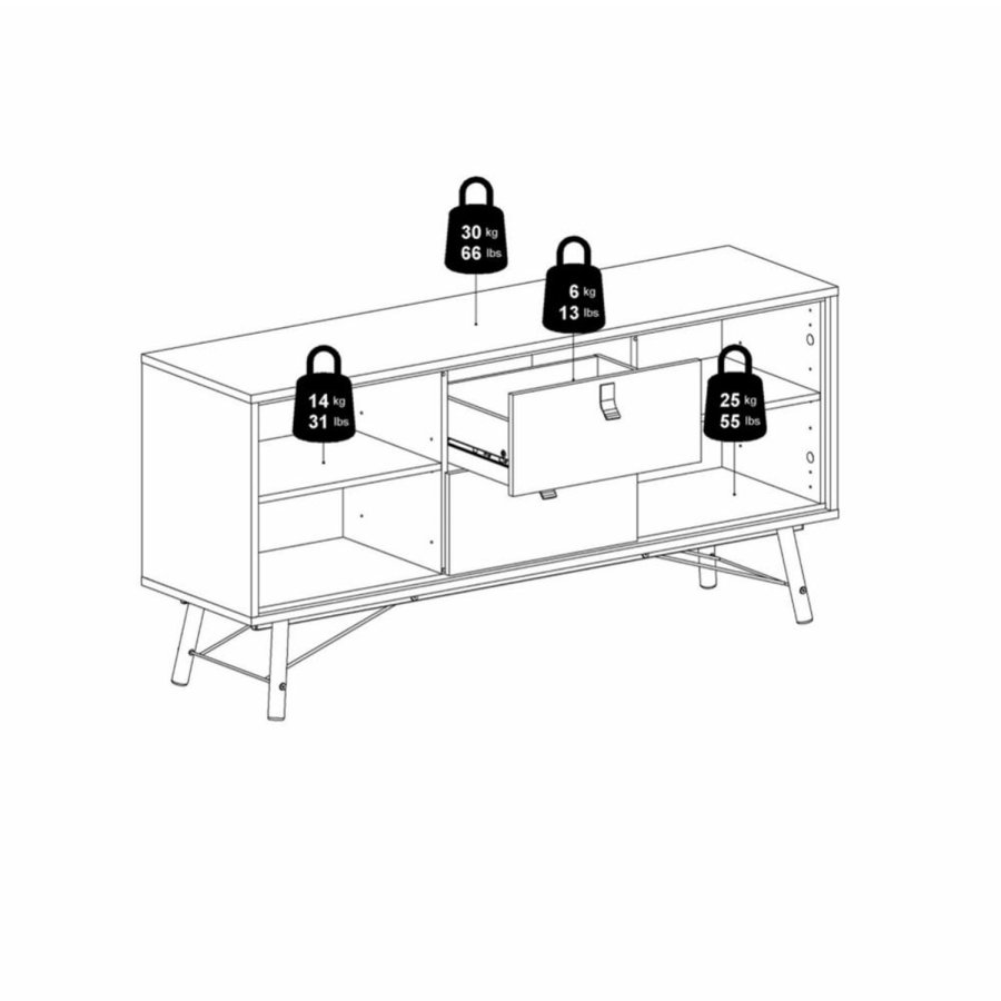 TVILUM Ry sknk, m. 2 lger og 2 skuffer - valnd/sort folie og tr (150,3x40,1)