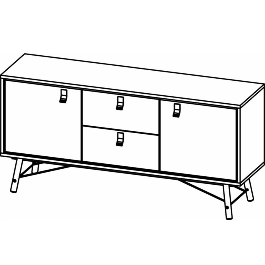 TVILUM Ry sknk, m. 2 lger og 2 skuffer - valnd/sort folie og tr (150,3x40,1)