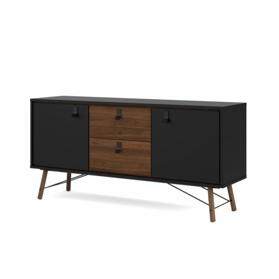 TVILUM Ry sknk, m. 2 lger og 2 skuffer - valnd/sort folie og tr (150,3x40,1)