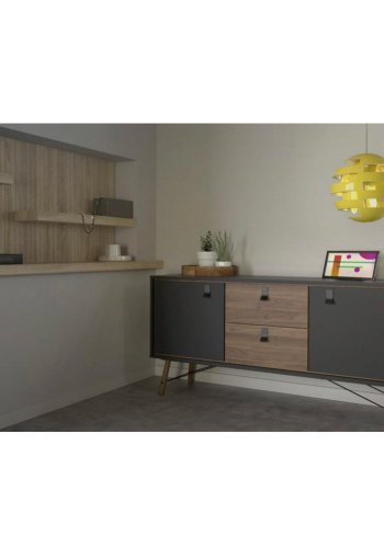 TVILUM Ry sknk, m. 2 lger og 2 skuffer - valnd/sort folie og tr (150,3x40,1)