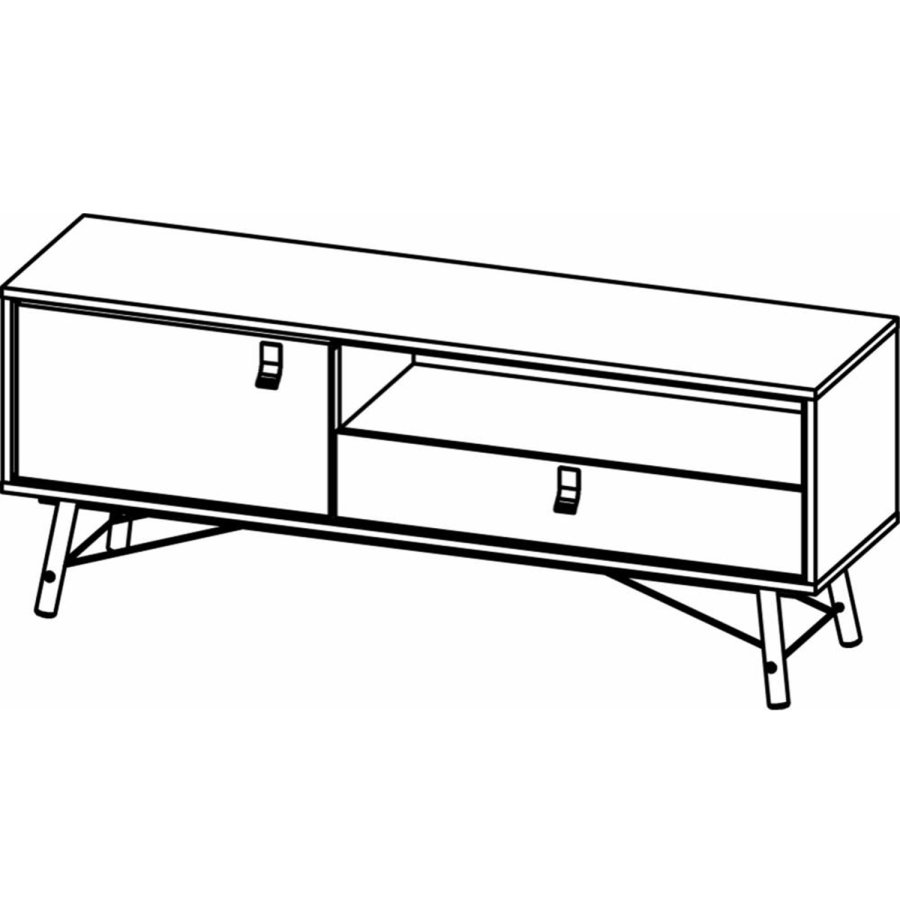 TVILUM Ry TV-bord, m. 1 lge og 1 skuffe - valnd/sort folie og tr (150,3x40,1)