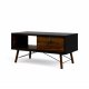 TVILUM Ry sofabord, m. skuffe - valnd/sort folie og natur tr (101,8 x 48,2)