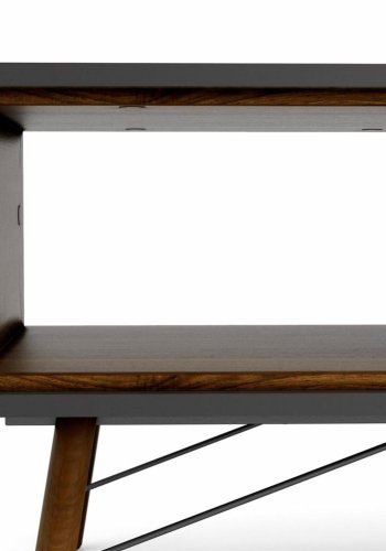 TVILUM Ry sofabord, m. skuffe - valnd/sort folie og natur tr (101,8 x 48,2)