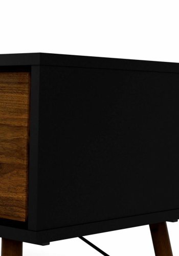 TVILUM Ry sofabord, m. skuffe - valnd/sort folie og natur tr (101,8 x 48,2)