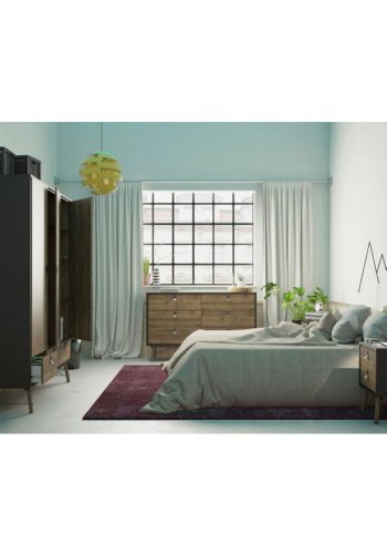 TVILUM Ry garderobeskab, m. 3 lger og 3 skuffer - valnd/sort folie og tr