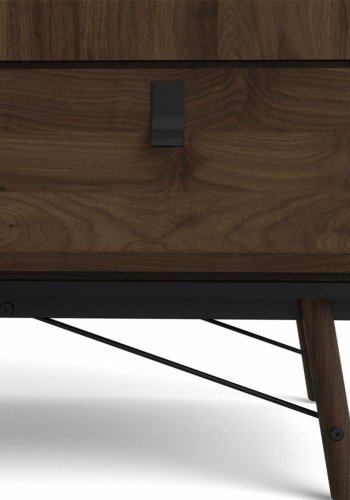 TVILUM Ry garderobeskab, m. 3 lger og 3 skuffer - valnd/sort folie og tr