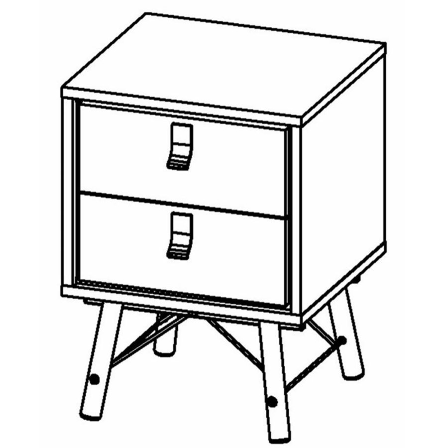 TVILUM Ry sengebord, m. 2 skuffer - valnd/sort folie og valnd tr (43,3x40,1)