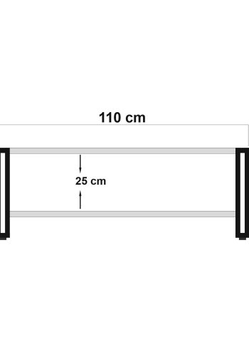 NORDVÄRK Cosmo Rectus sofabord, m. 1 hylde - Atlantic Pine melamin og sort metal (110x70)