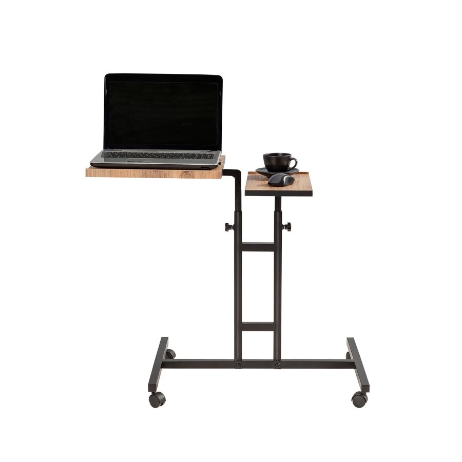 FUNZI LIVING Glen laptop stende skrivebord, justerbar hjde/hldning - Atlantic Pine melamin og sort metal
