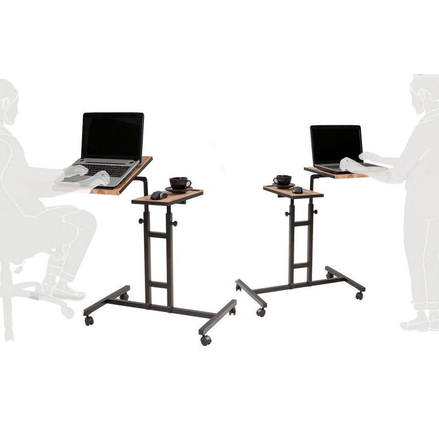 FUNZI LIVING Glen laptop stende skrivebord, justerbar hjde/hldning - Atlantic Pine melamin og sort metal