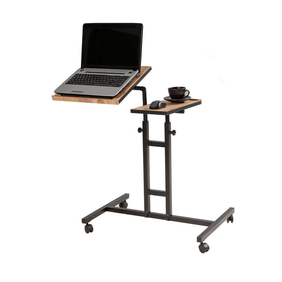 FUNZI LIVING Glen laptop stende skrivebord, justerbar hjde/hldning - Atlantic Pine melamin og sort metal