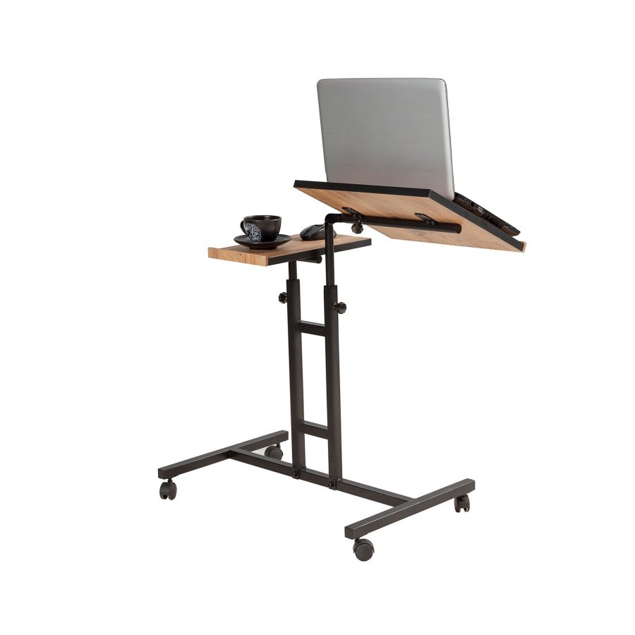 FUNZI LIVING Glen laptop stende skrivebord, justerbar hjde/hldning - Atlantic Pine melamin og sort metal