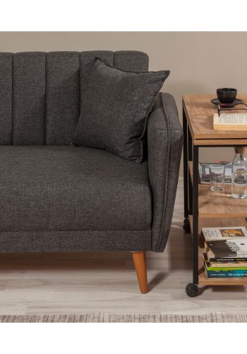 NORDVÄRK Melin sidebord, m. 2 hylder og hjul - Atlantic Pine melamin og sort metal