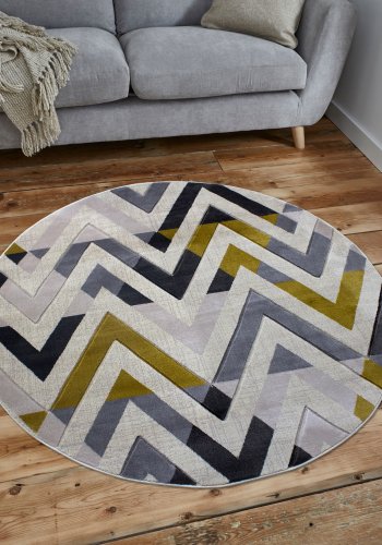 TEPPI H776 gulvtppe m. mnster, rund - multifarvet polypropylen (160)