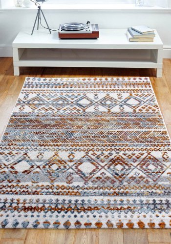 TEPPI HE432 gulvtppe m. mnster, rektangulr - multifarvet polyester (160x230)