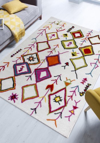 TEPPI GR632 Hall gulvtppe m. mnster, rektangulr - multifarvet polyester (80x150)