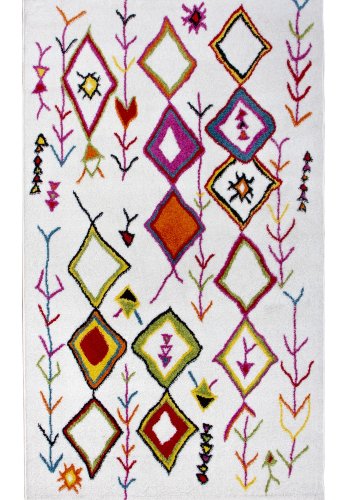 TEPPI GR632 Hall gulvtppe m. mnster, rektangulr - multifarvet polyester (80x150)