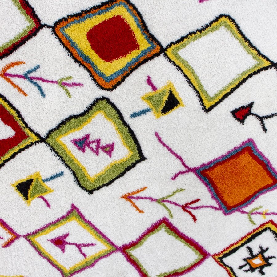 TEPPI GR632 Hall gulvtppe m. mnster, rektangulr - multifarvet polyester (80x150)