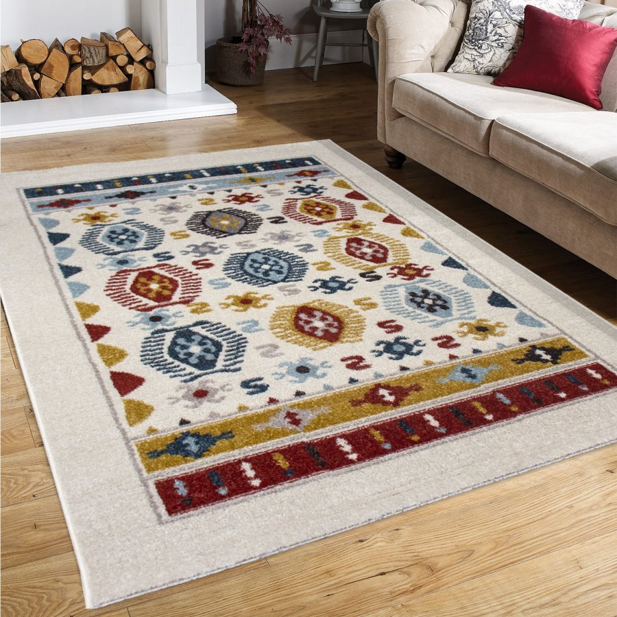 TEPPI G0293 gulvtppe m. mnster, rektangulr - multifarvet polypropylen (200x290)