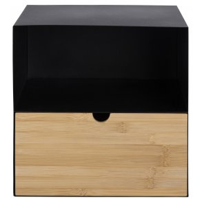 ACT NORDIC Joliet vghngt natbord, m. hylde og skuffe - natur bambus og sort metal (30x25)