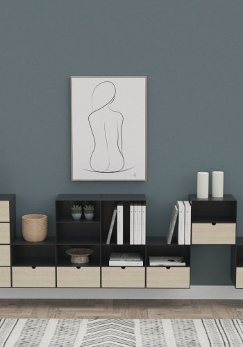 ACT NORDIC Joliet vghngt natbord, m. hylde og skuffe - natur bambus og sort metal (30x25)