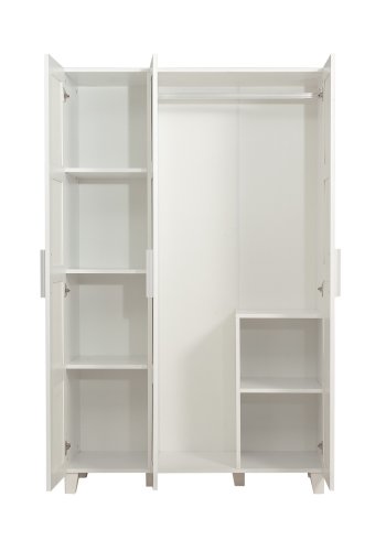NORDVÄRK Hedera garderobeskab, m. 3 lger, 1 bjlestang, 4 hylder - hvid melamin