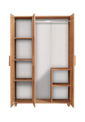 NORDVÄRK Hedera garderobeskab, m. 3 lger, 1 bjlestang, 4 hylder - natur og hvid melamin